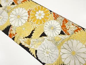 アンティーク　菊に桐・羊歯模様織り出し袋帯（着用可）